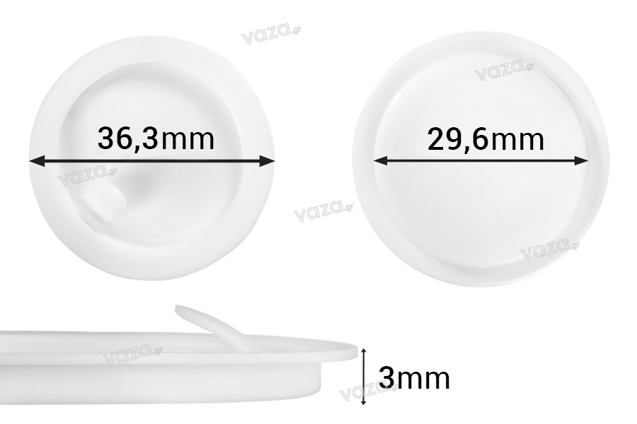Παρέμβυσμα πλαστικό 36,3 mm (PE) σε λευκό χρώμα για βαζάκια 50 ml