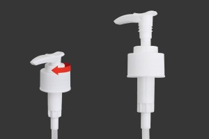 Pompë 28/410 plastike në ngjyrë të bardhë me mekanizëm sigurie për shampo, krem ose locion          -immagine_prodotto