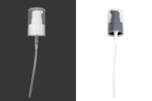 Pompë shpërndarëse kremi plastik me finiturë PP24/410 dhe kapak transparent-gruppo_immagini