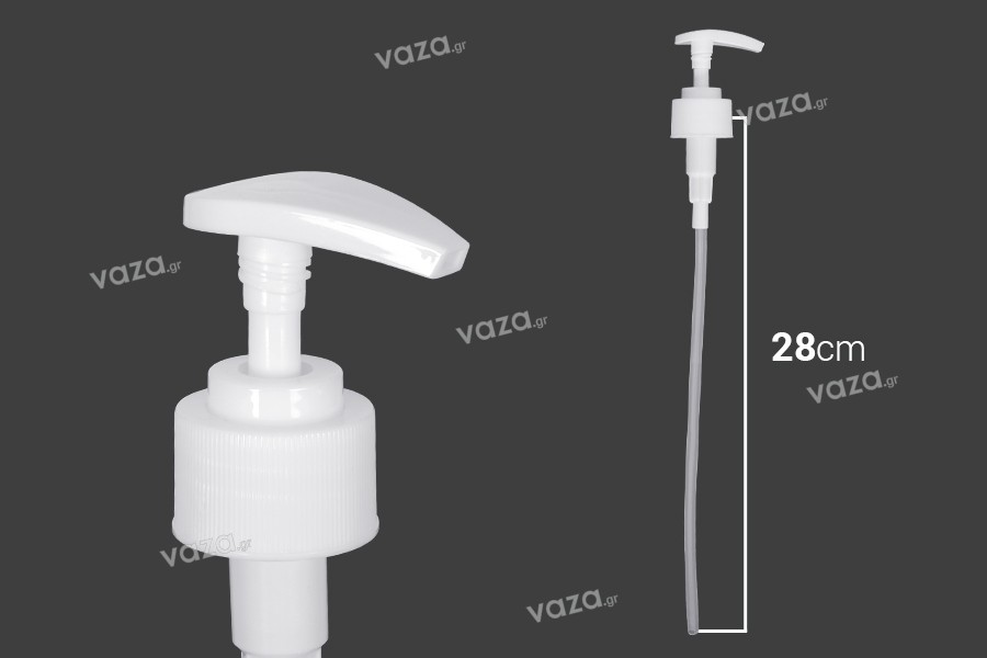 Pump 28/410 plastic for cream, in white color safely