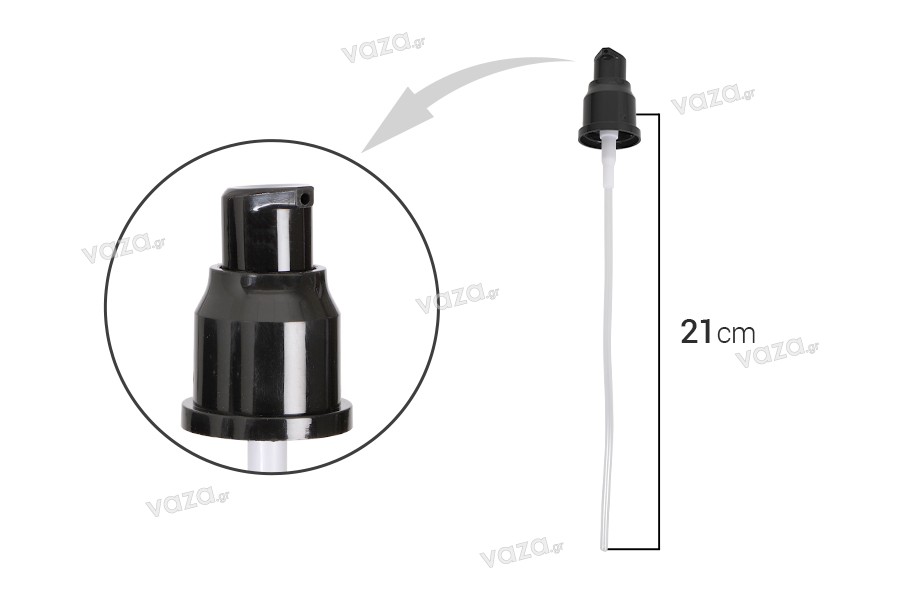 Pompa per crema in plastica, dimensione 20/410 con coperchio in plastica trasparente