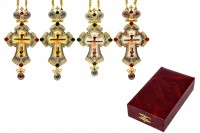 Chest cross with colored stones, chain and case
