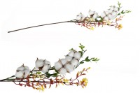 White cotton flower decoration stem