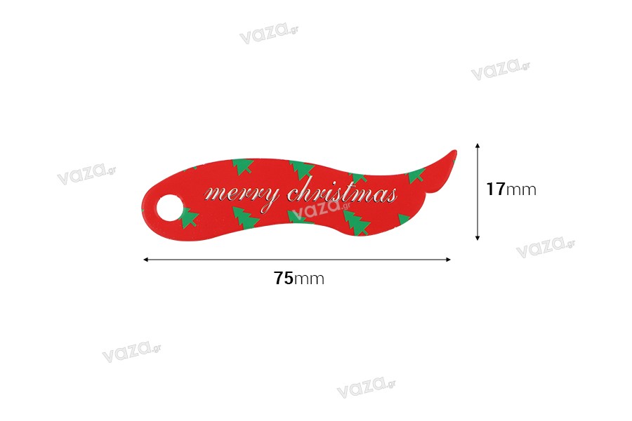 Χριστουγεννιάτικο χάρτινο καρτελάκι 75 mm με τρύπα για κορδόνι/κορδέλα - 50 τμχ