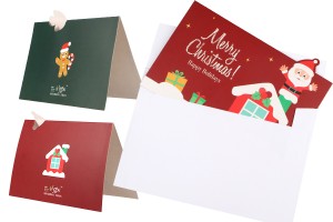 Χριστουγεννιάτικη ευχετήρια χάρτινη κάρτα 140x90 mm - 10 τμχ-εικόνα_σύνθεση