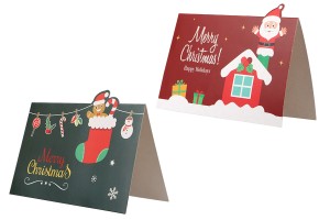 Χριστουγεννιάτικη ευχετήρια χάρτινη κάρτα 140x90 mm - 10 τμχ-εικόνα_προϊοντική