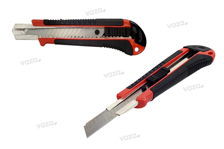 Working blade with safety, plastic handle and adjustable blade
