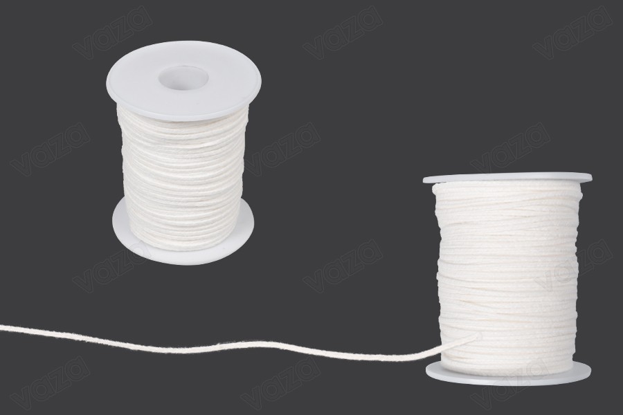 Mèches en coton pour bougies - rouleau de 60 mètres (diamètre de 2,8 mm) Mèches en coton pour bougies - rouleau de 60 mètres (diamètre de 2,8 mm)-photo_produit