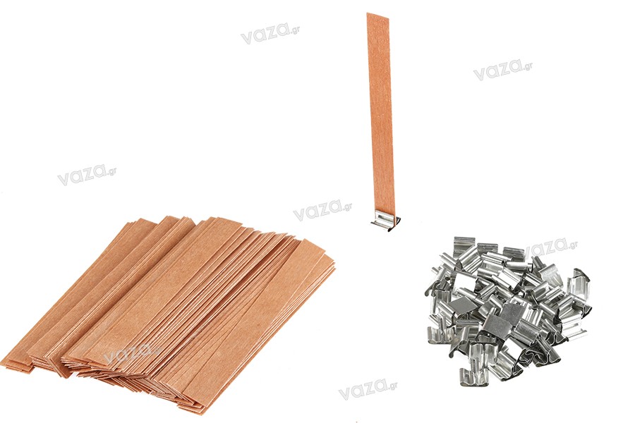 Wooden wicks 15x150 mm with metal base for candles - 25 pcs