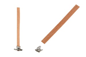 Mèches en bois 10 x 130 mm avec support métallique pour bougies - 25 pcs-1