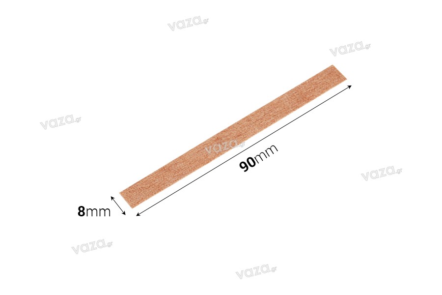 Stoppini in legno 8x90 mm con base in metallo per candele - 25 pz