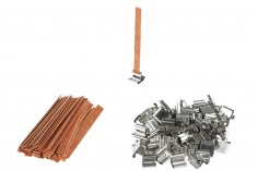 Mèches en bois 8 x 90 mm avec support métallique pour bougies - 25 pcs