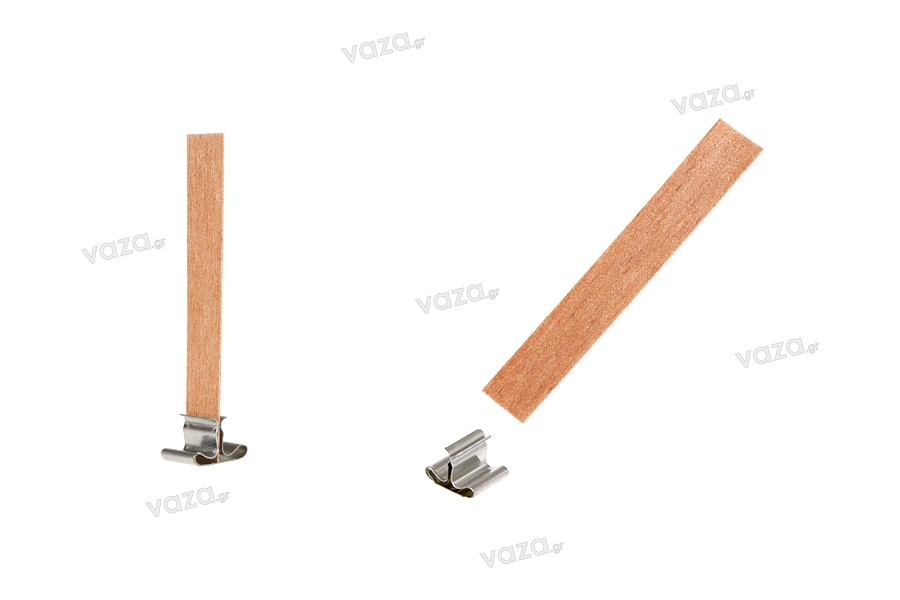 Mèches en bois 12,5 x 75 mm avec support métallique pour bougies - 25 pcs