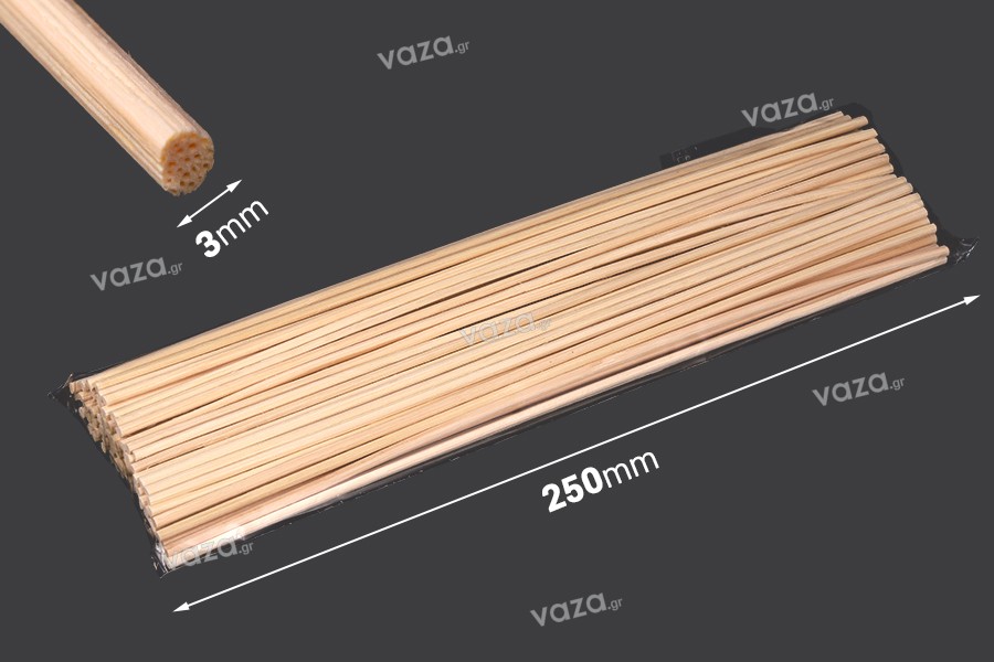 Sticks rattan 3x250 mm για αρωματικά χώρου - 100 τμχ