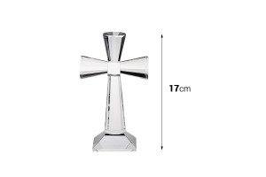 Croix en cristal avec socle d'une hauteur de 17 cm-εικόνα_διαστάσεις