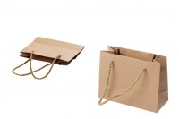 Brown paper gift bag with twisted rope handle in size 145x60x115 mm - 12 pcs