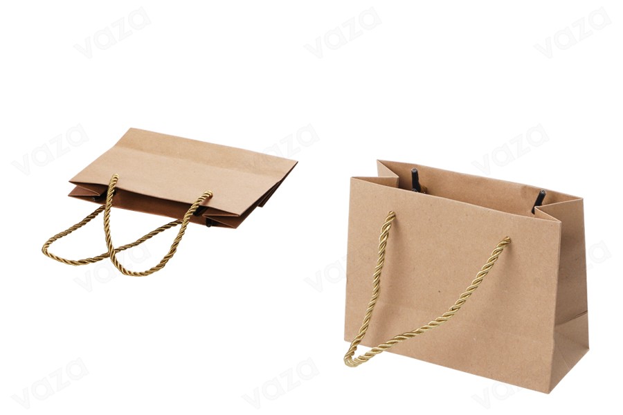 Sac cadeau en papier marron avec cordon torsadé 145 x 60 x 115 mm - 12 pcs Sac cadeau en papier marron avec cordon torsadé 145 x 60 x 115 mm - 12 pcs-photo_produit
