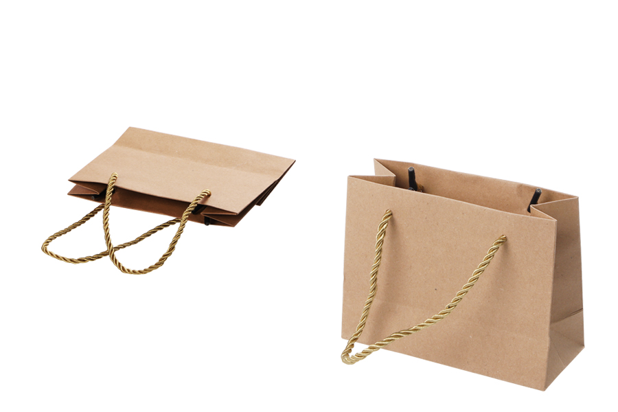 Papierbraune Geschenktüte mit gedrehter Kordel 145x60x115mm - 12 Stk Papierbraune Geschenktüte mit gedrehter Kordel 145x60x115mm - 12 Stk