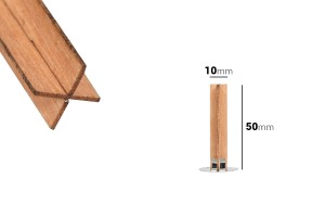 Holzdochte 10x50mm in Form eines Kreuzes mit Metallbasis für Kerzen - 25 Stk-εικόνα_διαστάσεις