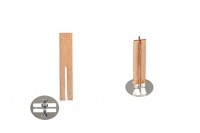 Mèches en bois 10x50 mm en forme de croix avec une base en métal pour bougies - 25 pcs