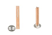 Mèches en bois 10 x 70 mm en forme de croix avec base en métal pour bougies - 25 pcs