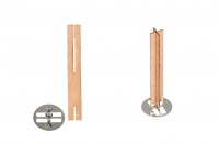 Φυτίλια ξύλινα 10x70 mm σε σχήμα σταυρού με μεταλλική βάση για κεριά - 25 τμχ
