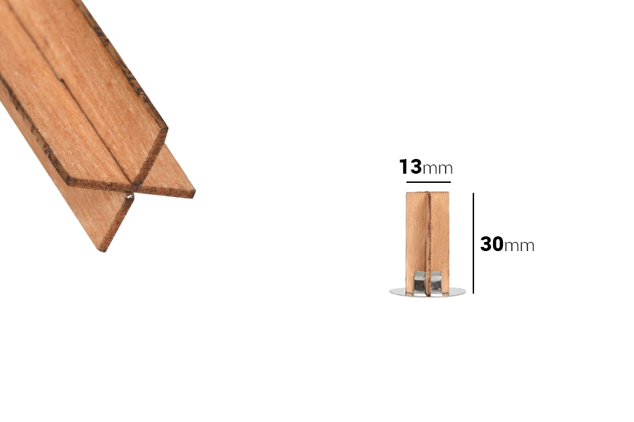 Fitila druri 13x30 mm në formë kryqi me bazë metalike për qirinj - 25 copë-εικόνα_διαστάσεις