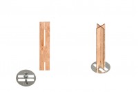 Mèches en bois 13 x 60 mm en forme de croix avec base en métal pour bougies - 25 pcs
