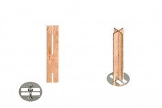 Fitil din lemn 13x60 mm in forma de cruce cu baza metalica pentru lumanari - 25 buc