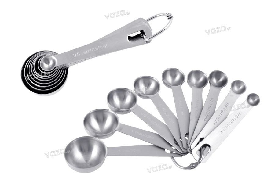 Gota matëse prej çeliku inox (set lugë çaji 9 copë)