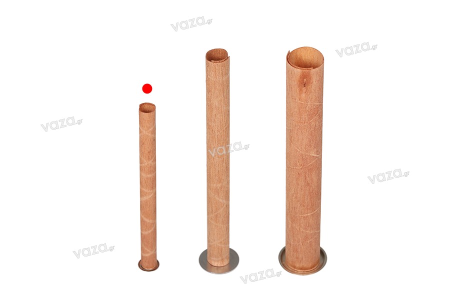Φυτίλια ξύλινα 6x90 mm κυλινδρικά με μεταλλική βάση για κεριά - 25 τμχ