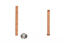 Stoppini in legno 6x90 mm cilindrici con base in metallo per candele - 25 pz