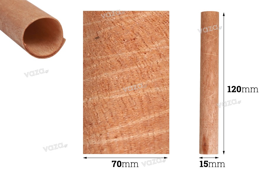 Mèches en bois 15 x 120 mm cylindriques avec base en métal pour bougies - 25 pcs