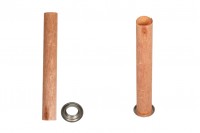 Mèches en bois 15 x 120 mm cylindriques avec base en métal pour bougies - 25 pcs