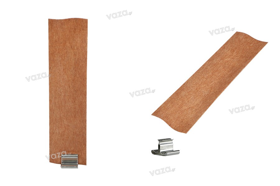 Mèches en bois de 20 x 120 mm avec support métallique pour bougies - 25 pcs