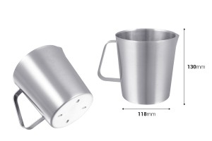 Edelstahlgefäß (inox) 1000ml mit Graduierung und Griff-bildabmessungen