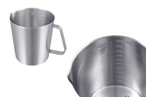 Edelstahlgefäß (inox) 1000ml mit Graduierung und Griff-bildgruppe