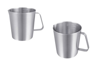Edelstahlgefäß (inox) 1000ml mit Graduierung und Griff-produktbild