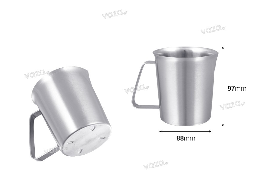 Stainless steel vessel (inox) 500 ml with graduation and handle