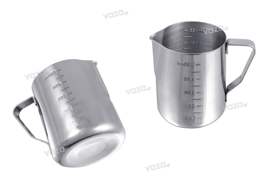 Stainless steel vessel (inox) 550 ml with graduation and handle