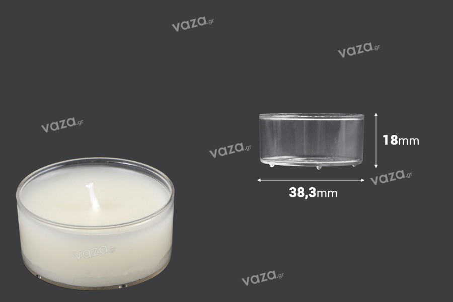 Round plastic case for tealight candles