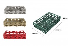 Panier rectangulaire en osier avec armature métallique, tricoté avec une doublure en roseau de différentes couleurs - 300 x 200 x 68