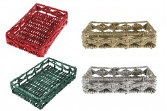 Rectangular wicker basket, maize woven with metal wire frame in many colors in size 300x200x68