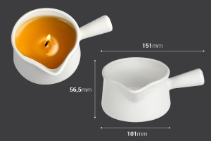 Ceramic jar 290ml with spout and handle for massage wax-εικόνα_διαστάσεις