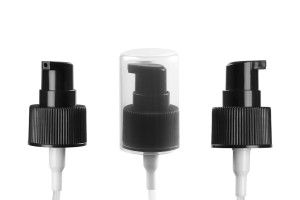 Black plastic dispenser pump with PP24/410 finish and transparent overcap-1