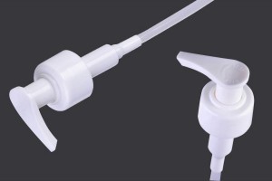 White plastic left-right locking dispenser pump for shampoos, creams or lotions - PP28 finish-1