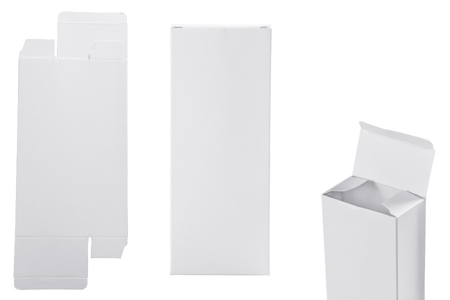 Boîte en papier pour flacons de parfum de 100 ml en satin blanc 64x35x160 - 20 pcs Boîte en papier pour flacons de parfum de 100 ml en satin blanc 64x35x160 - 20 pcs