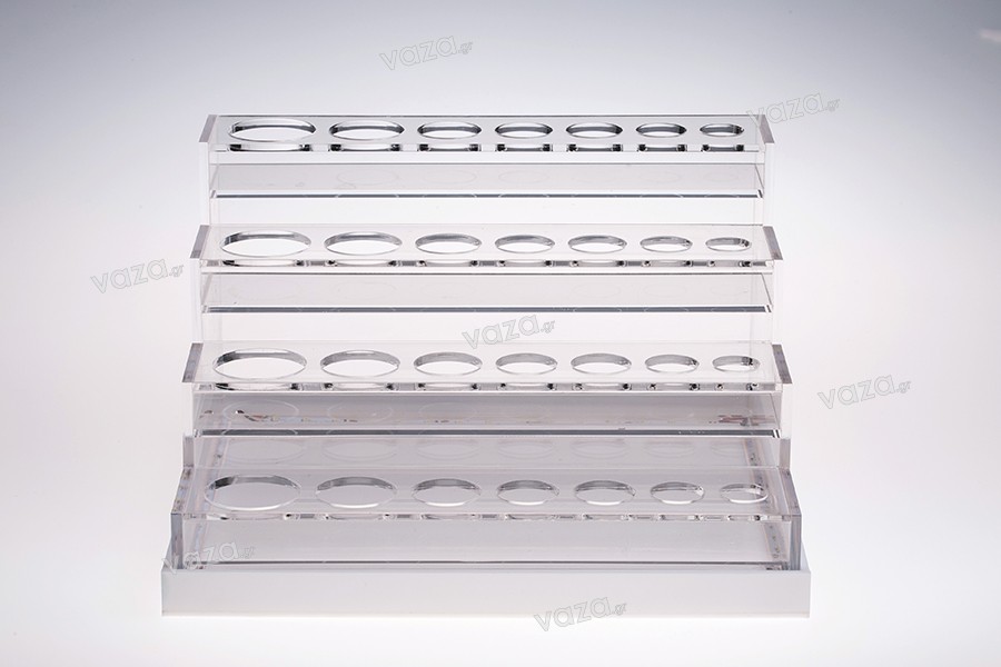 Σταντ (stand) plexiglass φωτιζόμενο με ταινία LED για μπουκαλάκια αιθέριων ελαίων διαφόρων χωρητικοτήτων και βάση λευκή ή μαύρη - 28 θέσεων Σταντ (stand) plexiglass φωτιζόμενο με ταινία LED για μπουκαλάκια αιθέριων ελαίων διαφόρων χωρητικοτήτων και βάση λευκή ή μαύρη - 28 θέσεων