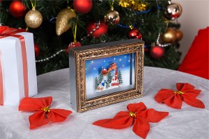 Dekorativer Rahmen mit Weihnachtsszene, Licht und Musik-εικόνα_σύνθεση