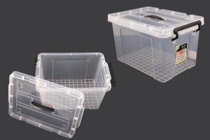 Aufbewahrungsbox 425x295x250 mm Kunststoff, transparent mit Tragegriff und Sicherheitsverschluss-εικόνα_προϊοντική